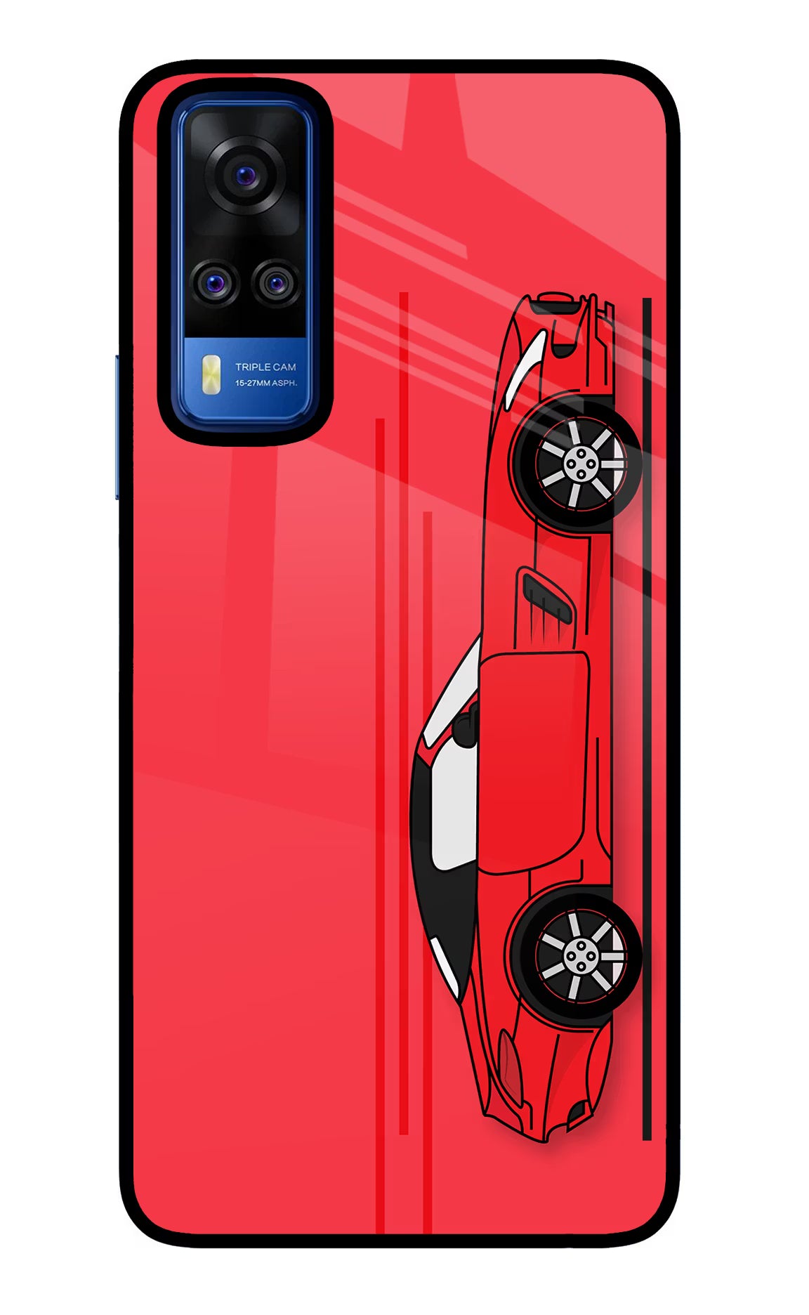 Red Velocity Vivo Y51A/Y51 2020 Glass Case Back Cover by Casekaro