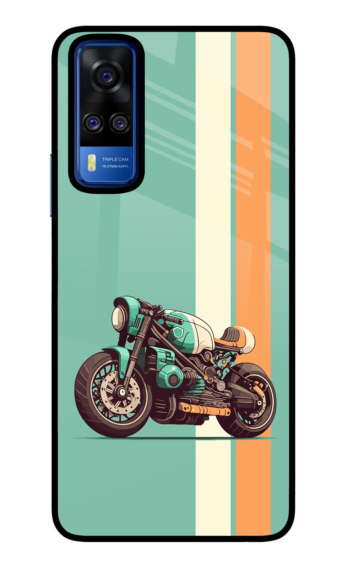 Striped Moto Drift Vivo Y51A/Y51 2020 Glass Case