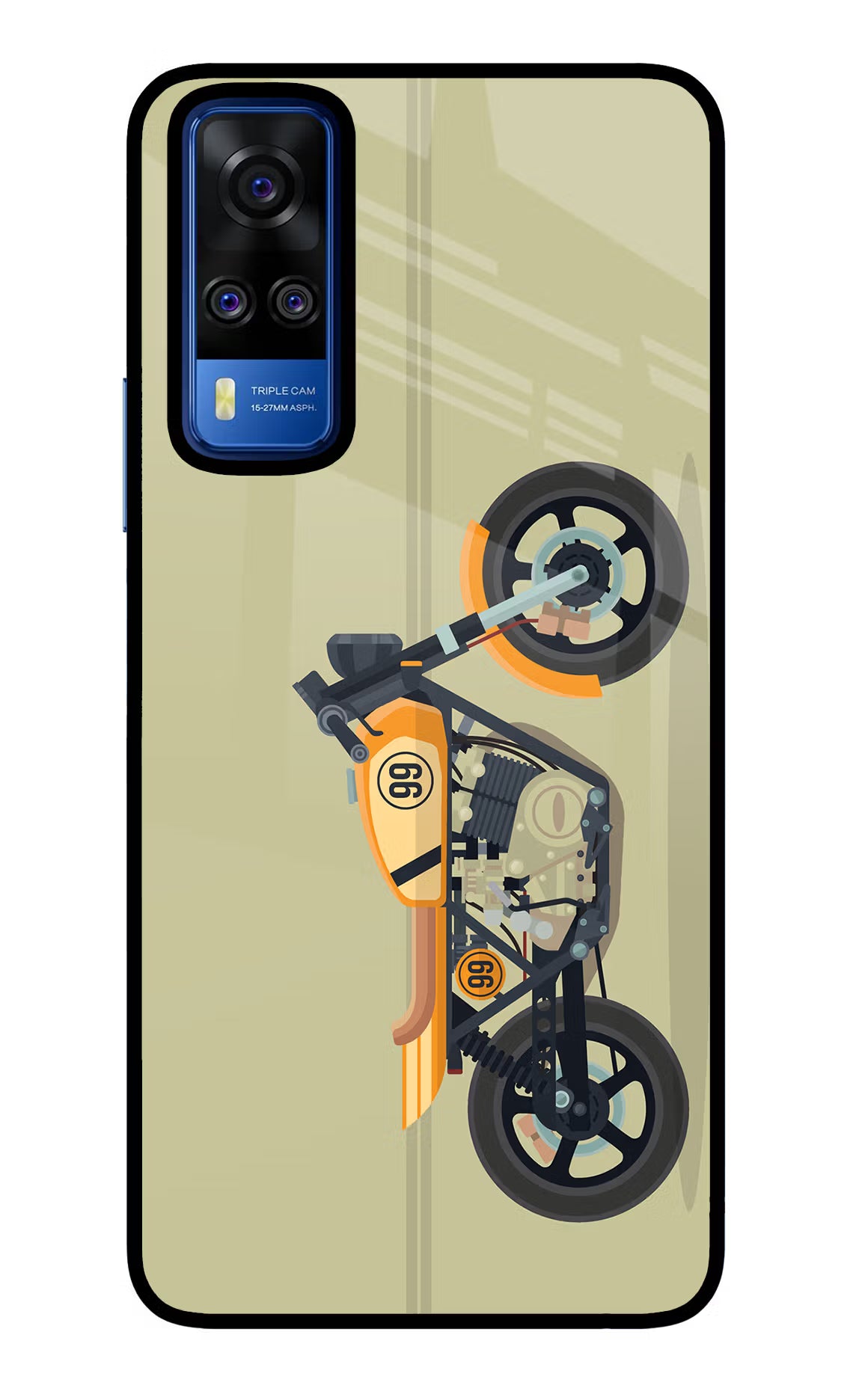Vertical Speedster Vivo Y51A/Y51 2020 Glass Case Back Cover by Casekaro