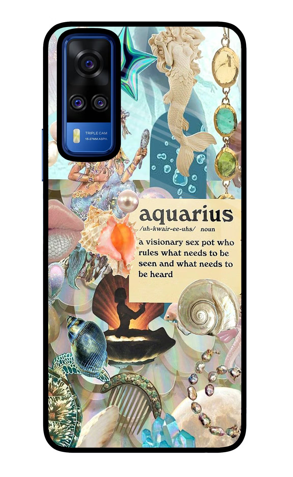 Aquarius Zodiac Vivo Y51A/Y51 2020 Glass Case Back Cover by Casekaro