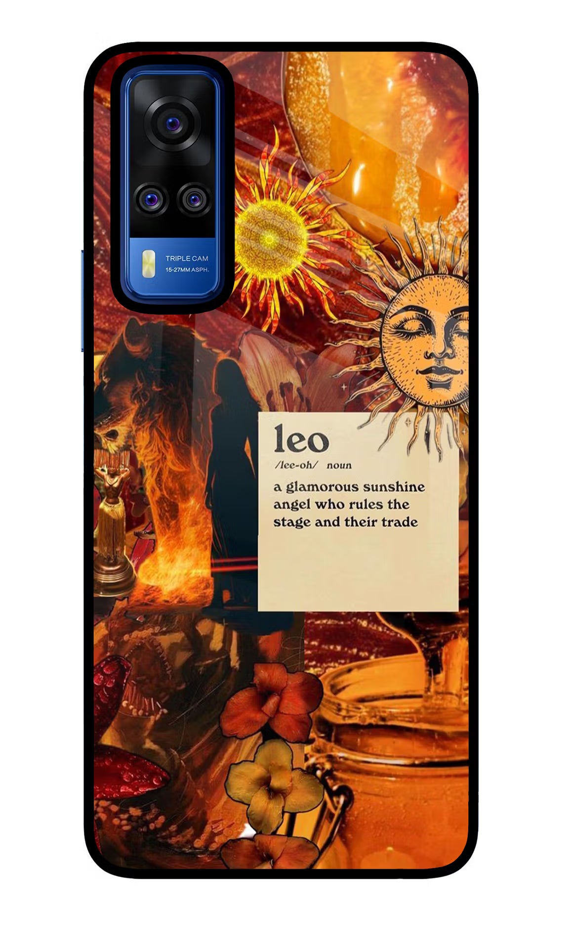 Leo Zodiac Vivo Y51A/Y51 2020 Glass Case Back Cover by Casekaro