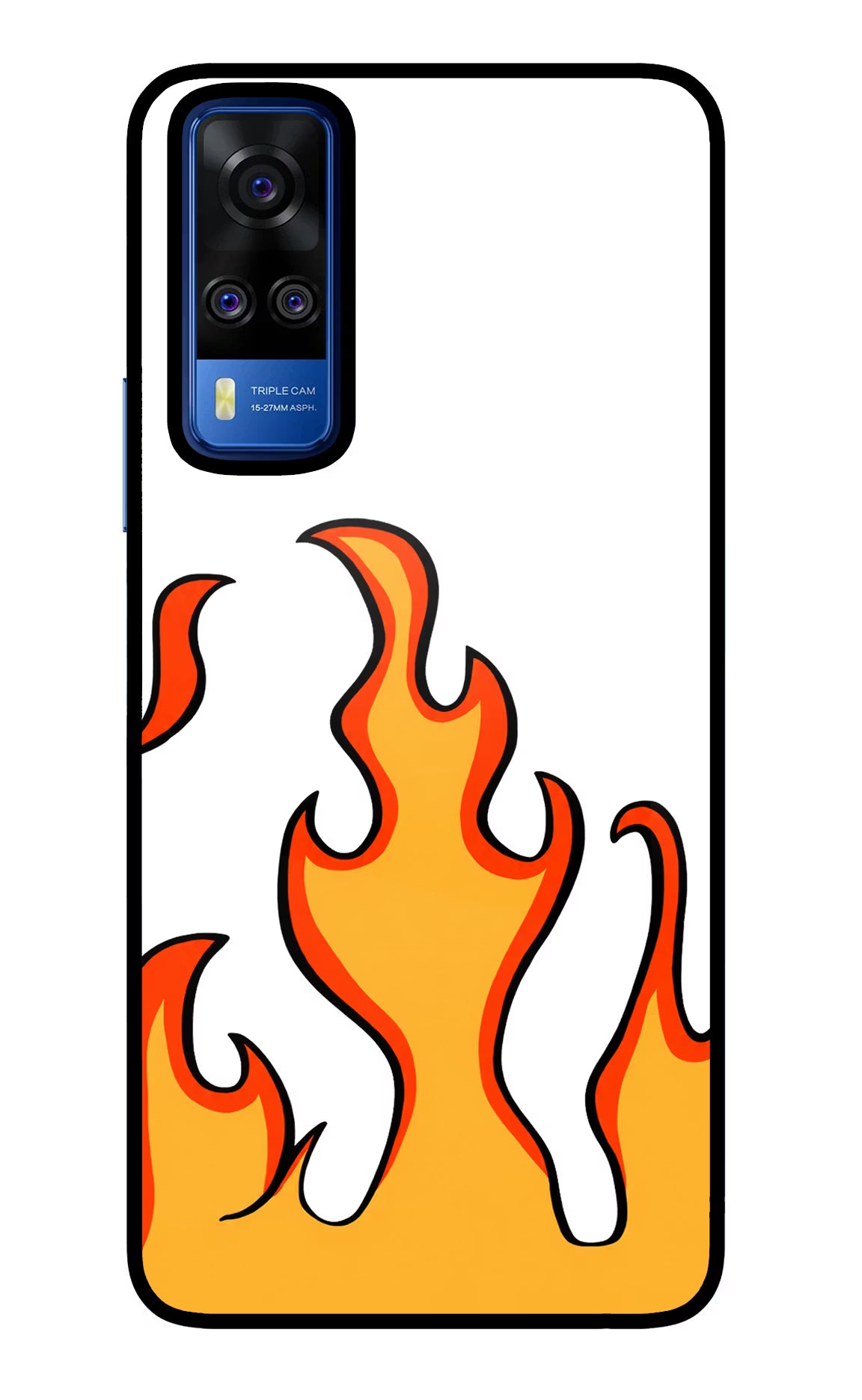 Fired Up – White Vivo Y51A/Y51 2020 Glass Case Back Cover by Casekaro
