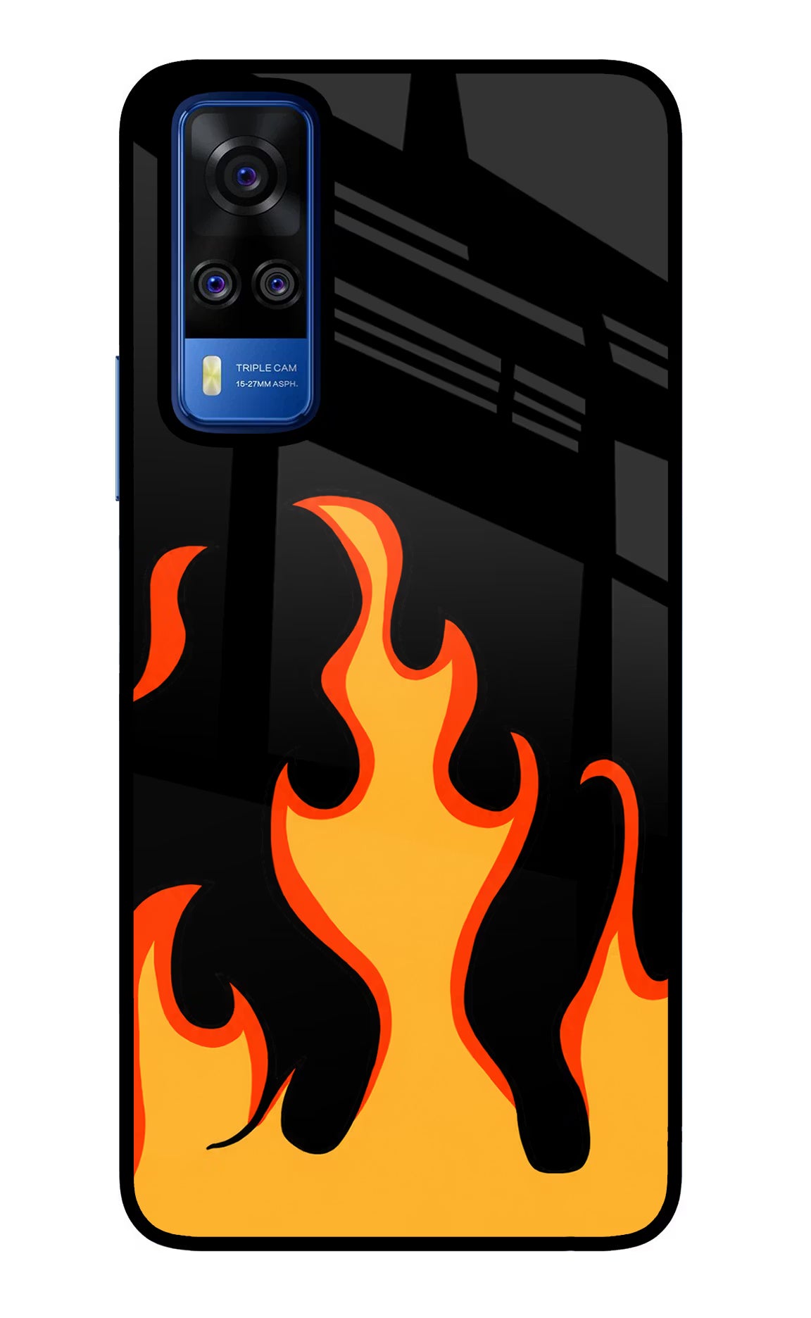 Fired Up – Black Vivo Y51A/Y51 2020 Glass Case Back Cover by Casekaro