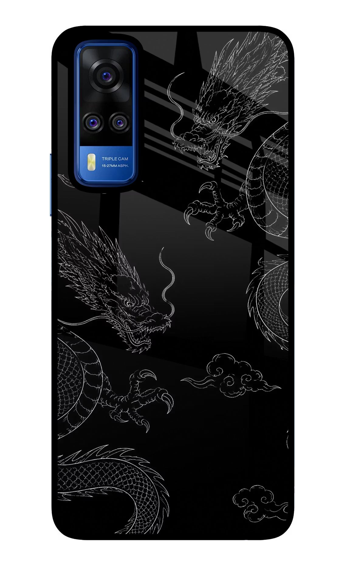 Twin Dragons Vivo Y51A/Y51 2020 Glass Case Back Cover by Casekaro