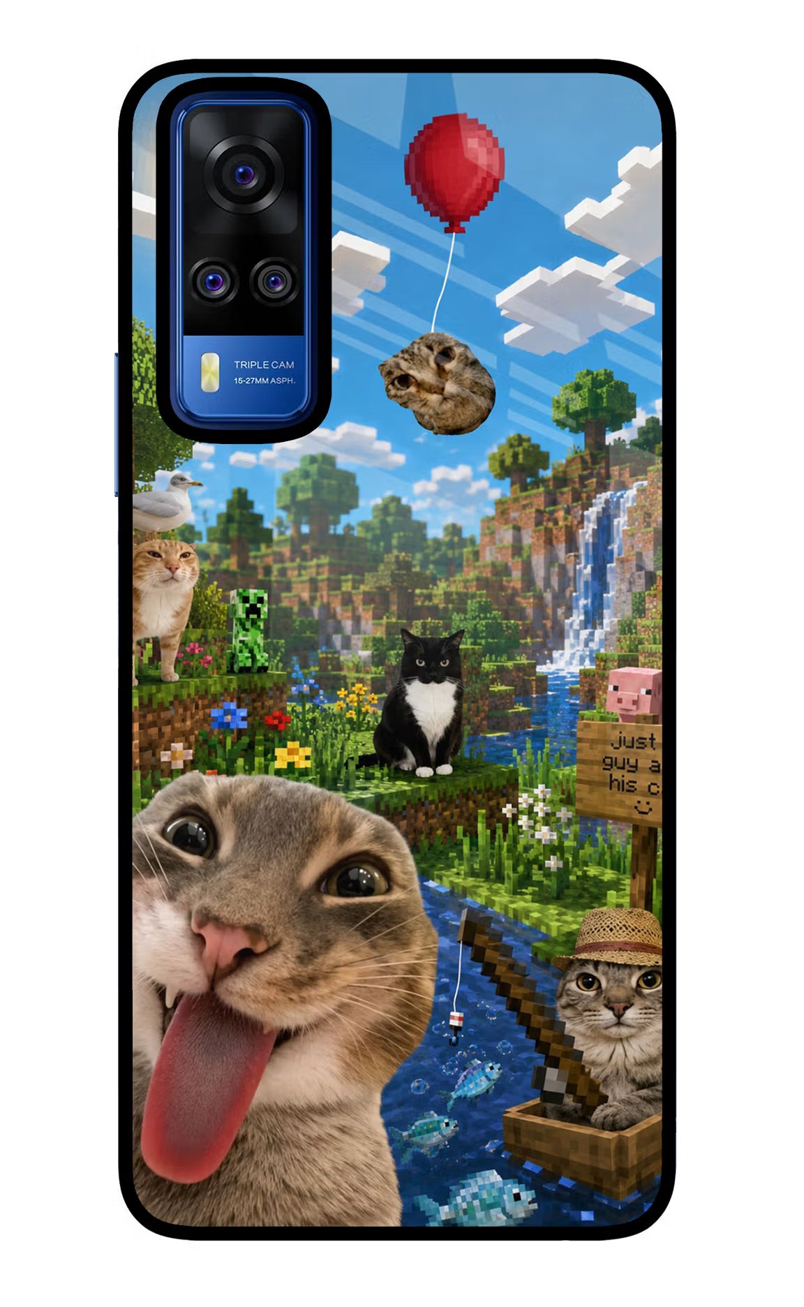 Minecraft Cat Chaos Vivo Y51A/Y51 2020 Glass Case