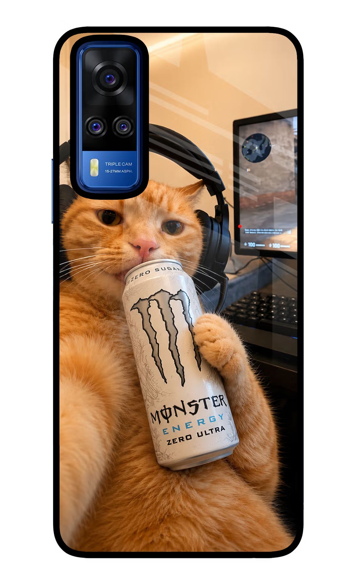 Gamer Cat Energy Vivo Y51A/Y51 2020 Glass Case