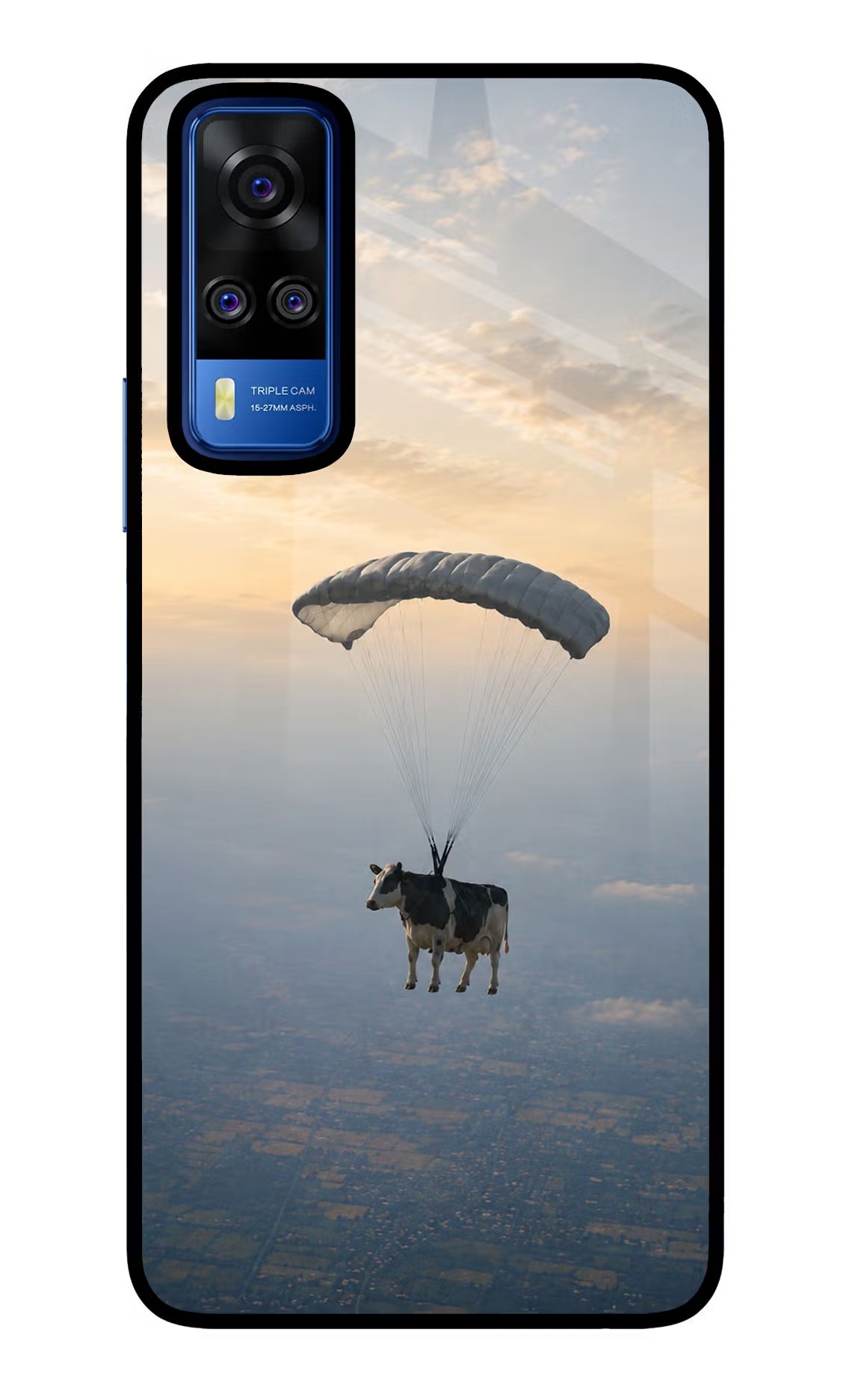 Skydiving Cow Vivo Y51A/Y51 2020 Glass Case