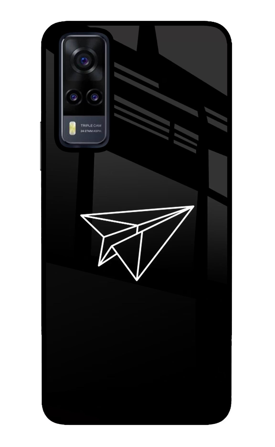 Paper Plane White Vivo Y31 Glass Case Back Cover by Casekaro