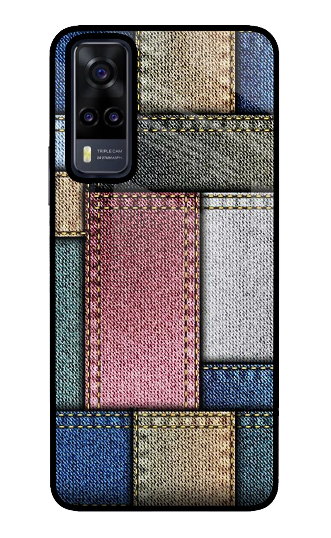 Multicolor Jeans Vivo Y31 Glass Case Back Cover by Casekaro