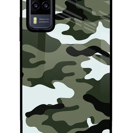 Camouflage Vivo Y31 Glass Case Back Cover by Casekaro