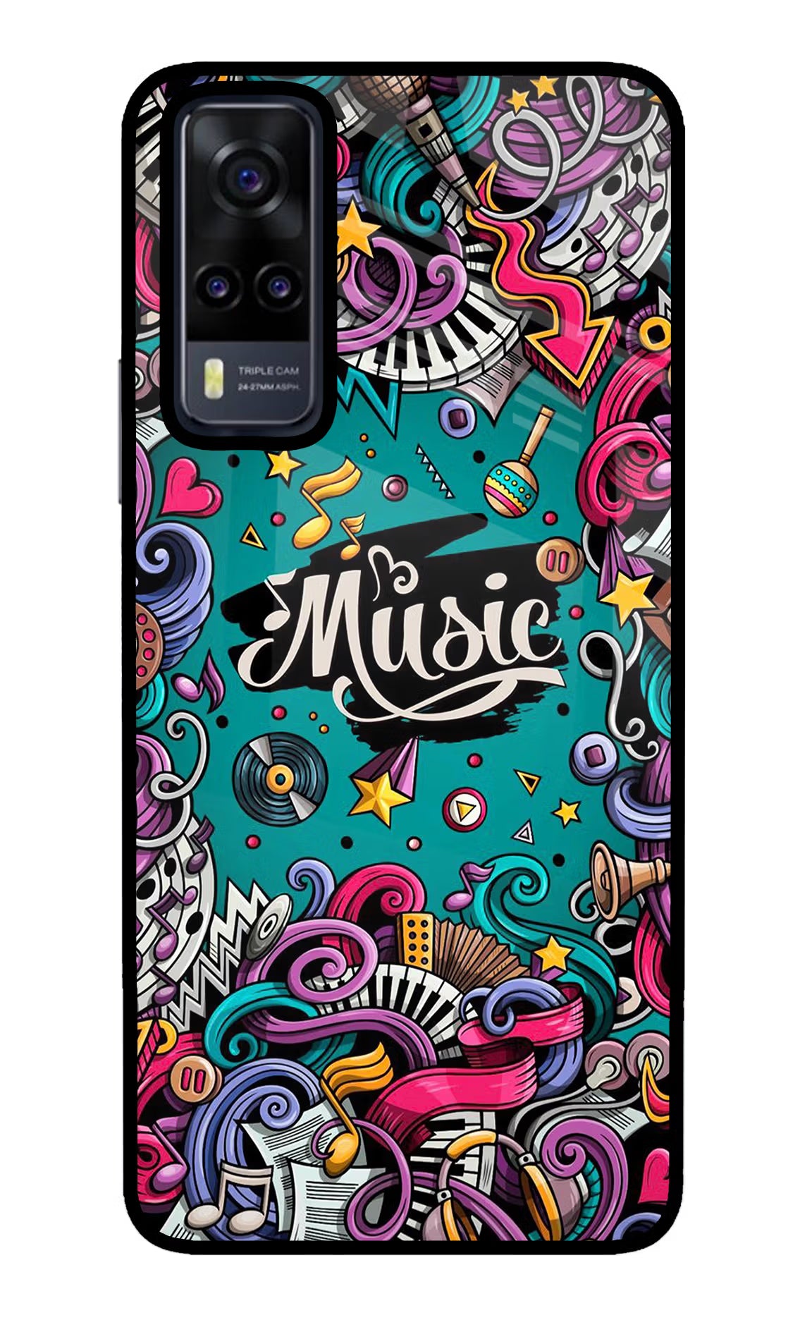 Music Graffiti Vivo Y31 Glass Case Back Cover by Casekaro