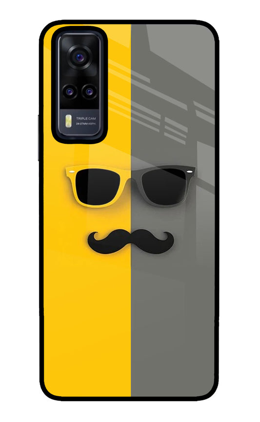 Sunglasses with Mustache Vivo Y31 Glass Case