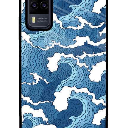 Blue Waves Vivo Y31 Glass Case Back Cover by Casekaro