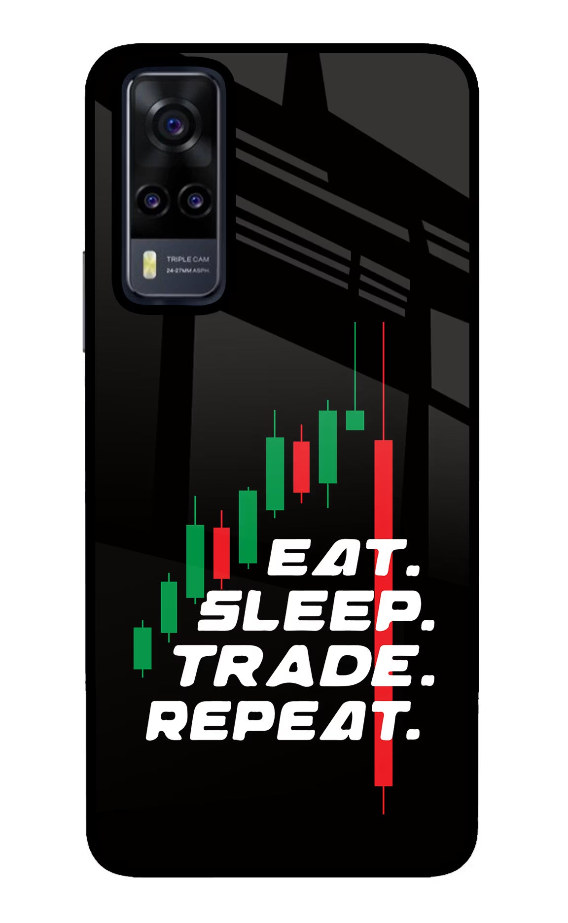Eat Sleep Trade Repeat Vivo Y31 Glass Case Back Cover by Casekaro
