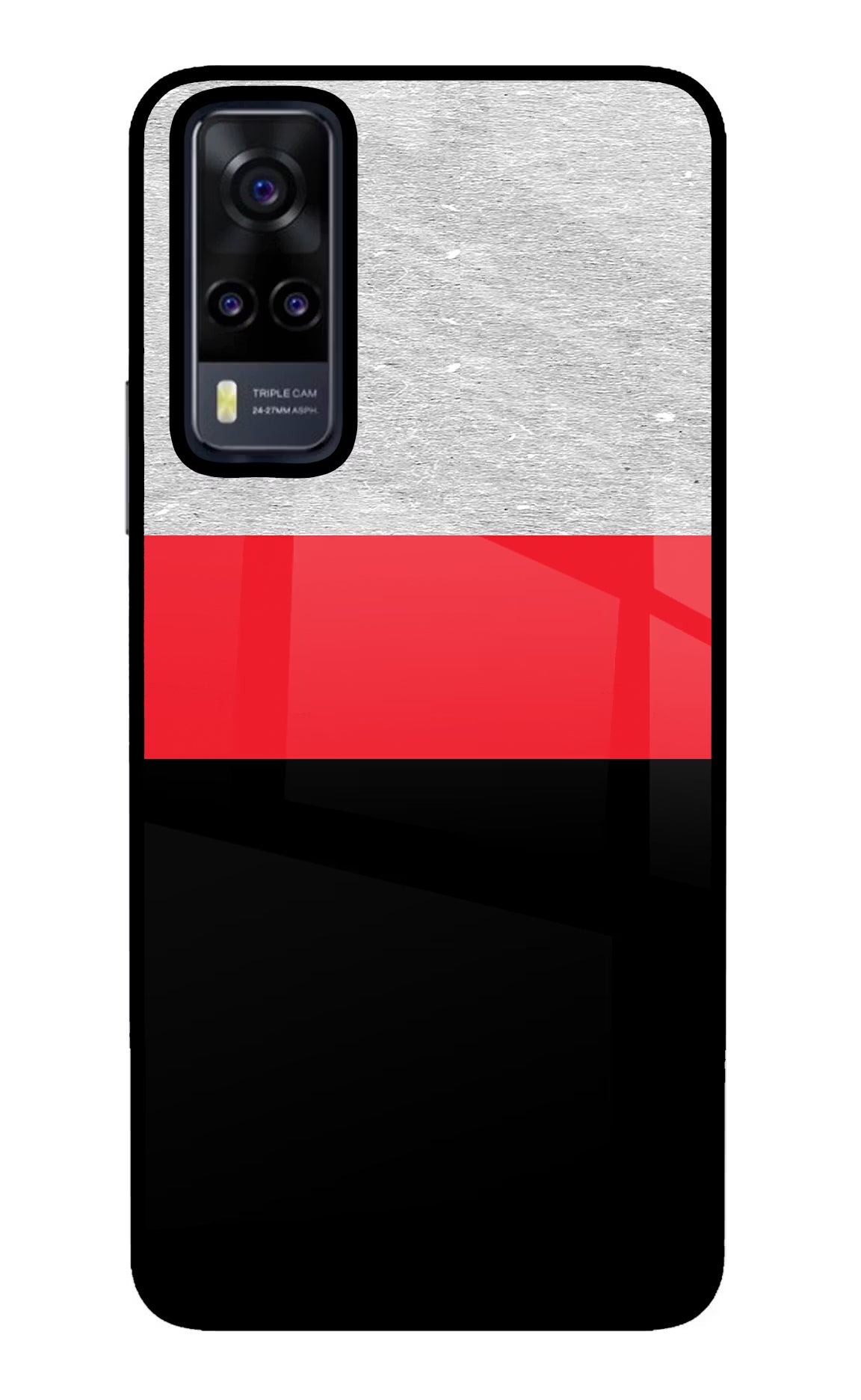 Tri Color Pattern Vivo Y31 Glass Case Back Cover by Casekaro