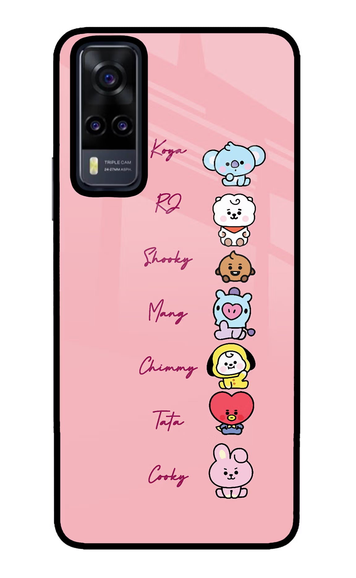 BTS names Vivo Y31 Glass Case Back Cover by Casekaro