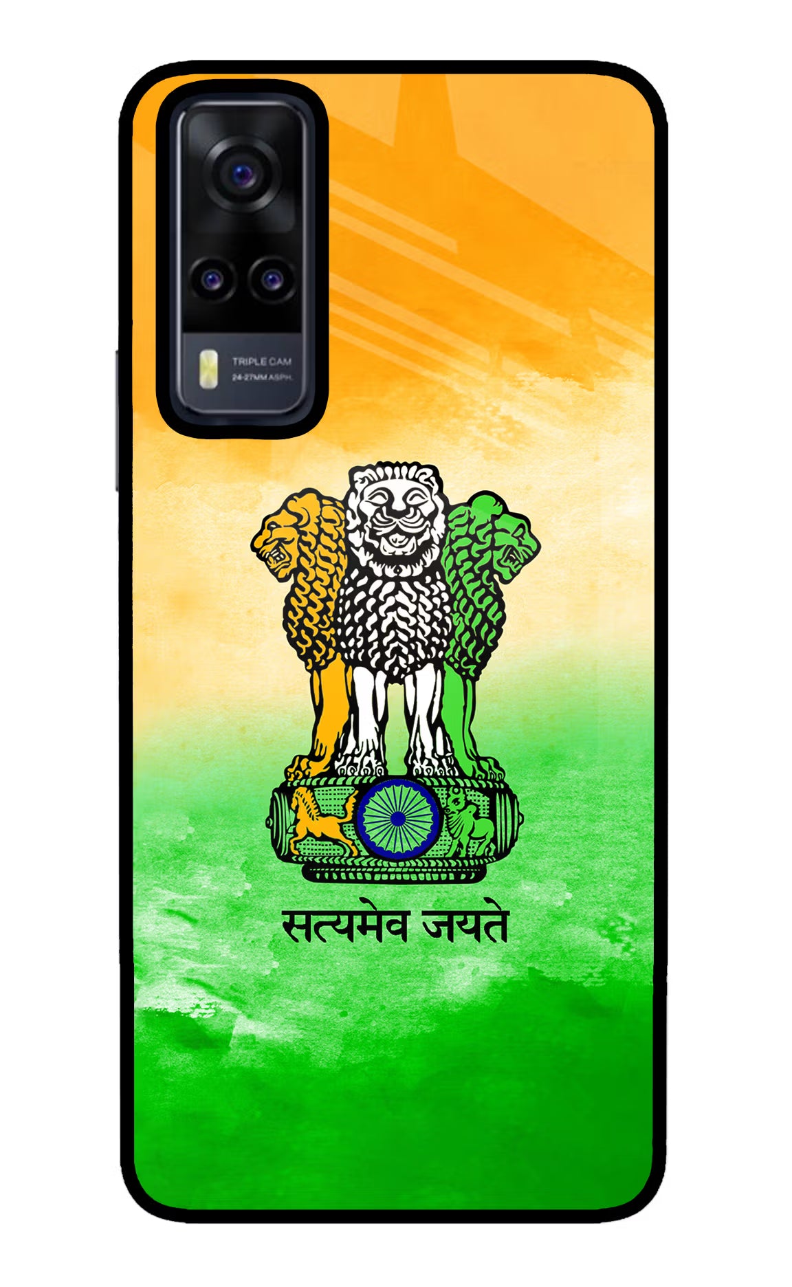Satyamev Jayate Flag Vivo Y31 Glass Case Back Cover by Casekaro