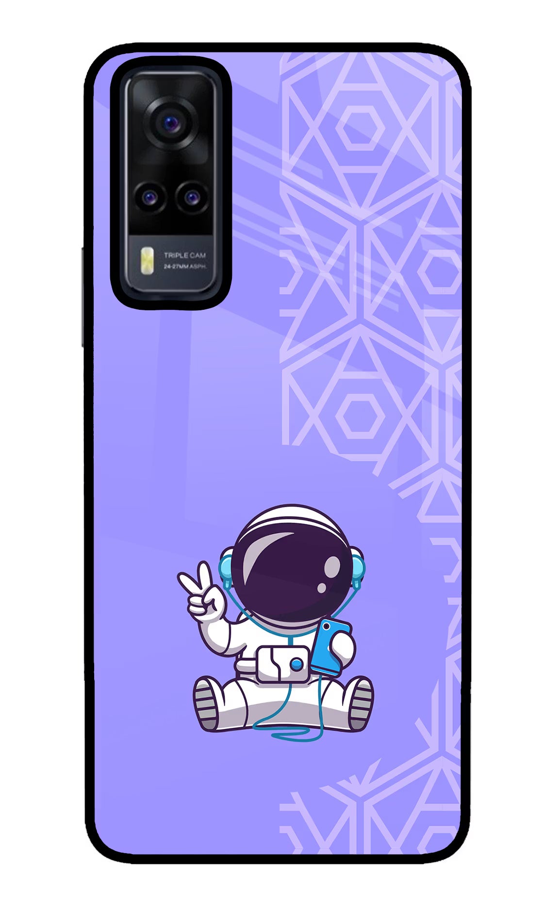 Cute Astronaut Chilling Vivo Y31 Glass Case Back Cover by Casekaro