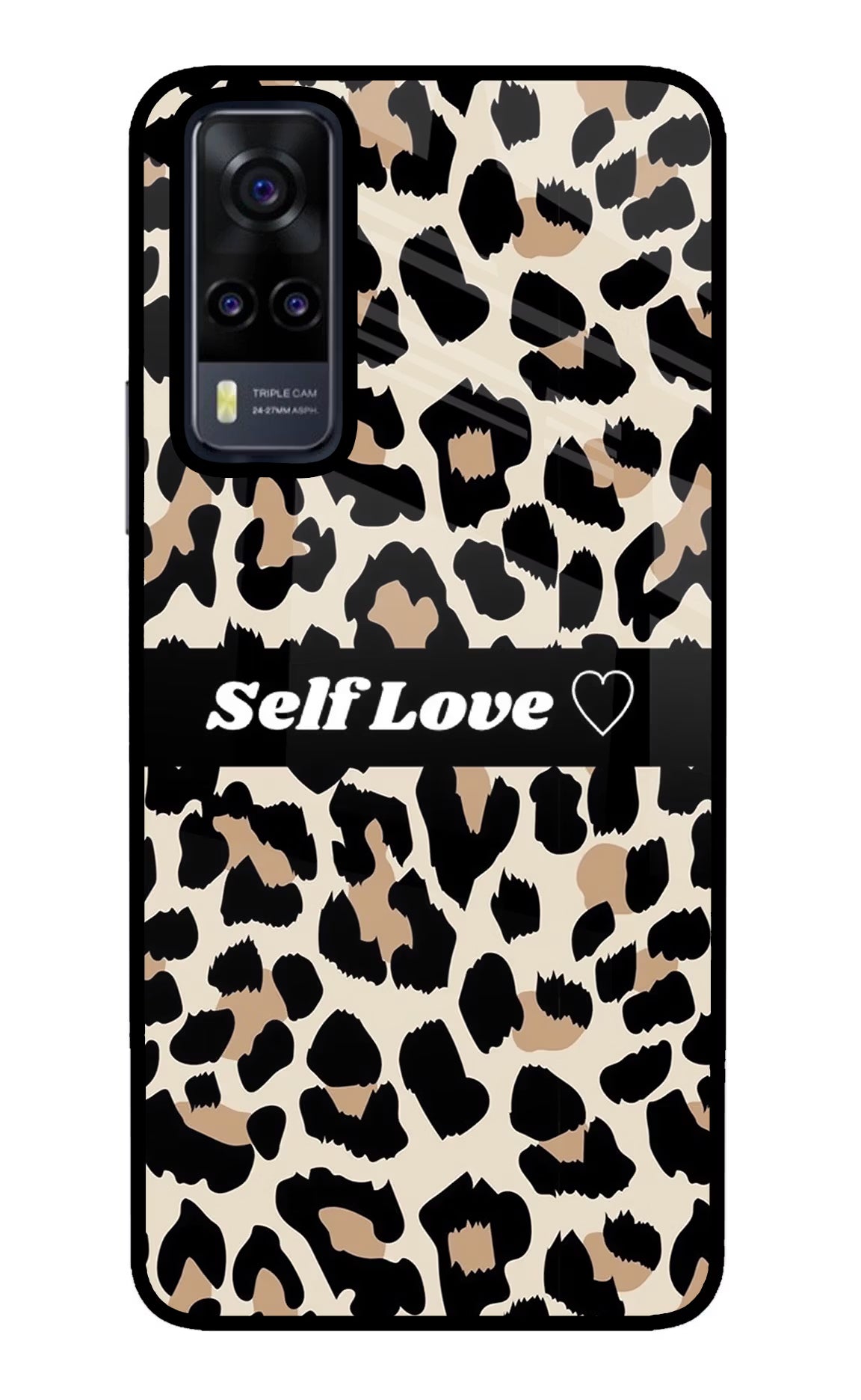Leopard Print Self Love Vivo Y31 Glass Case Back Cover by Casekaro
