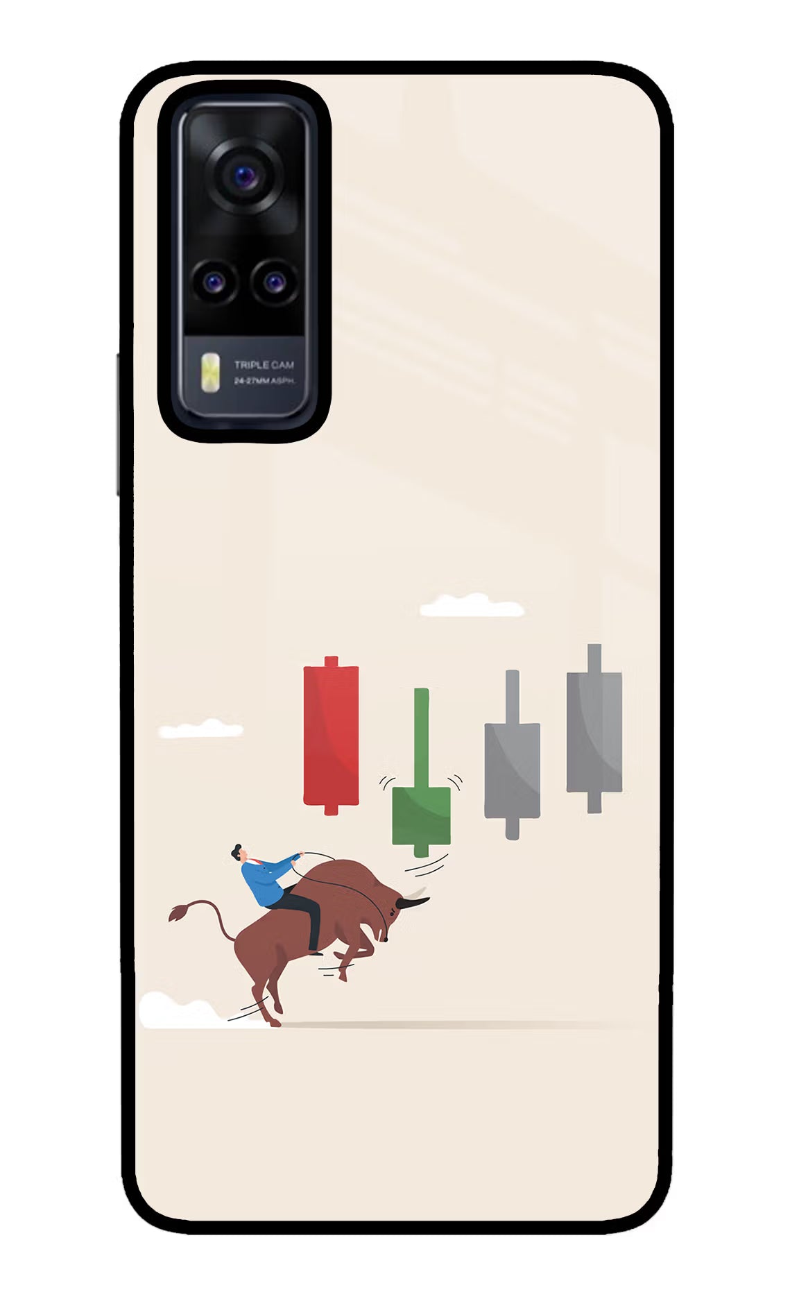 Bull Trading Momentum Vivo Y31 Glass Case Back Cover by Casekaro