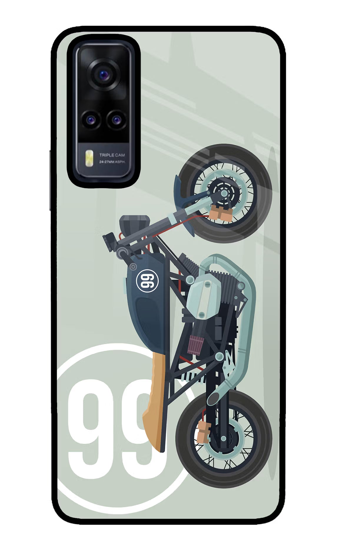 Classic Cafe Racer 99 Vivo Y31 Glass Case Back Cover by Casekaro