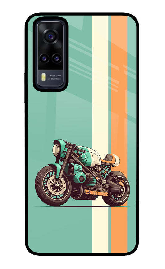 Striped Moto Drift Vivo Y31 Glass Case