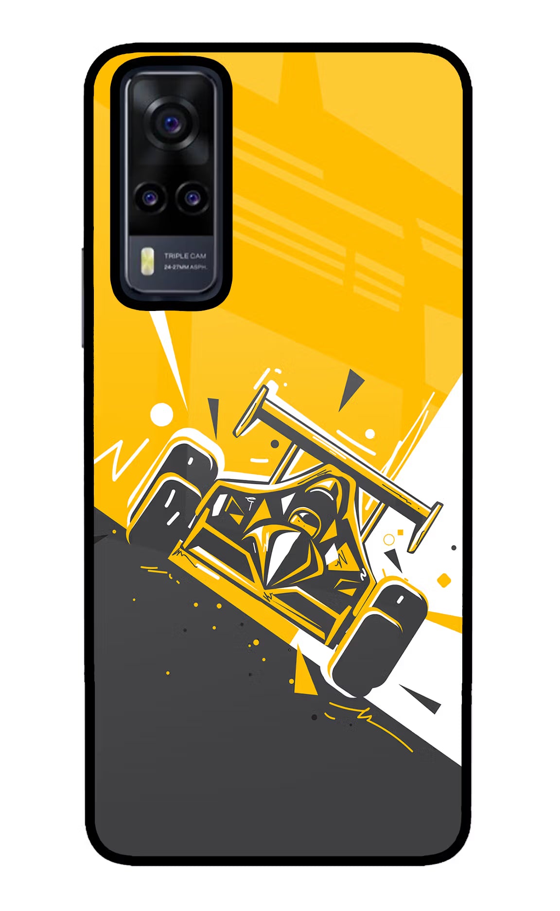 Track King Vivo Y31 Glass Case Back Cover by Casekaro