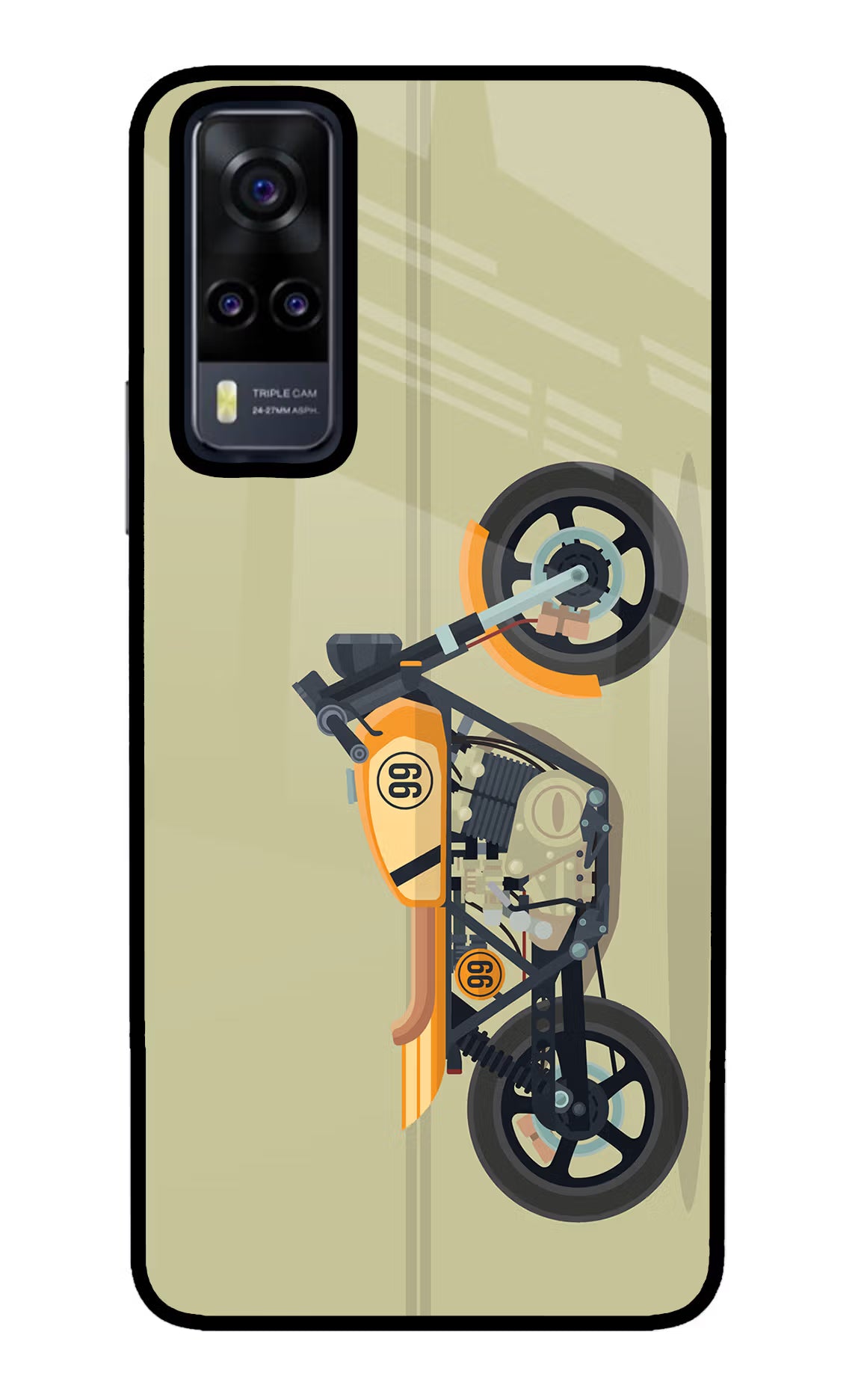 Vertical Speedster Vivo Y31 Glass Case Back Cover by Casekaro