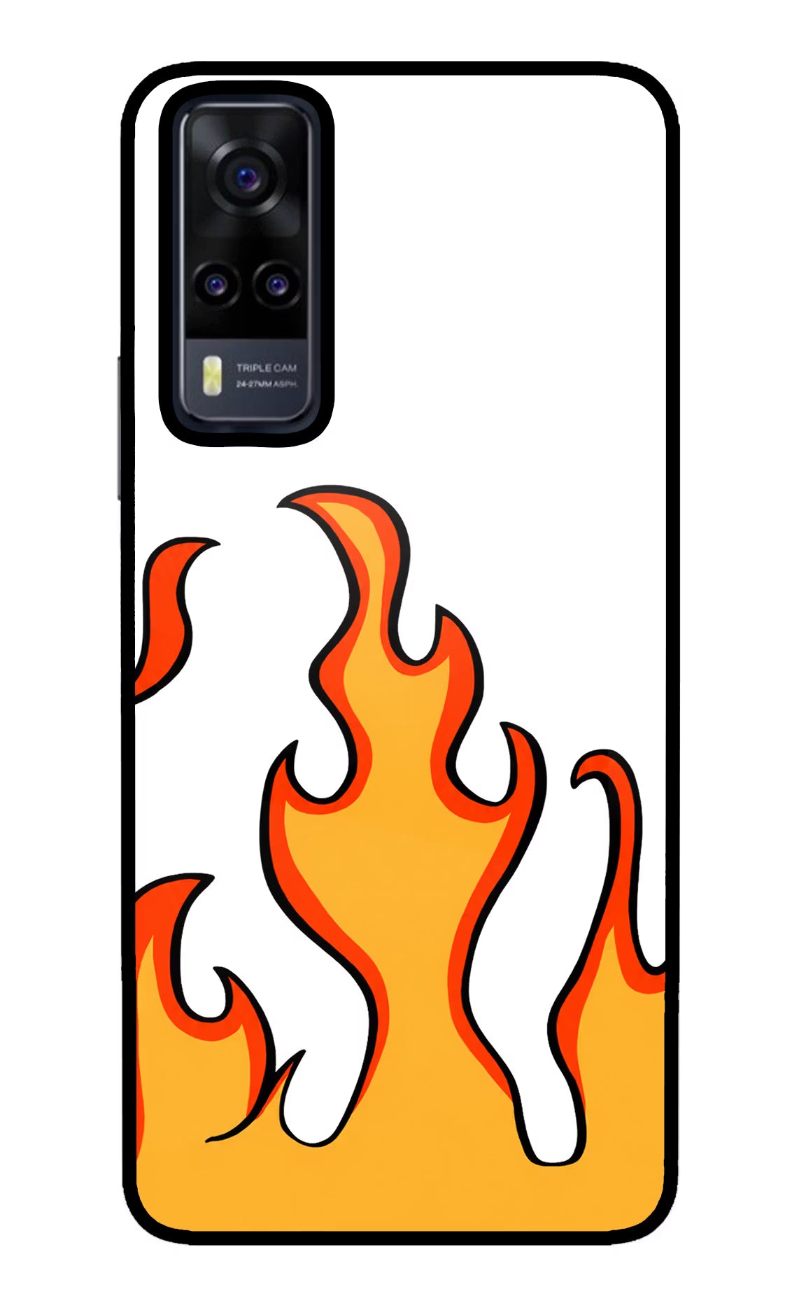 Fired Up – White Vivo Y31 Glass Case Back Cover by Casekaro