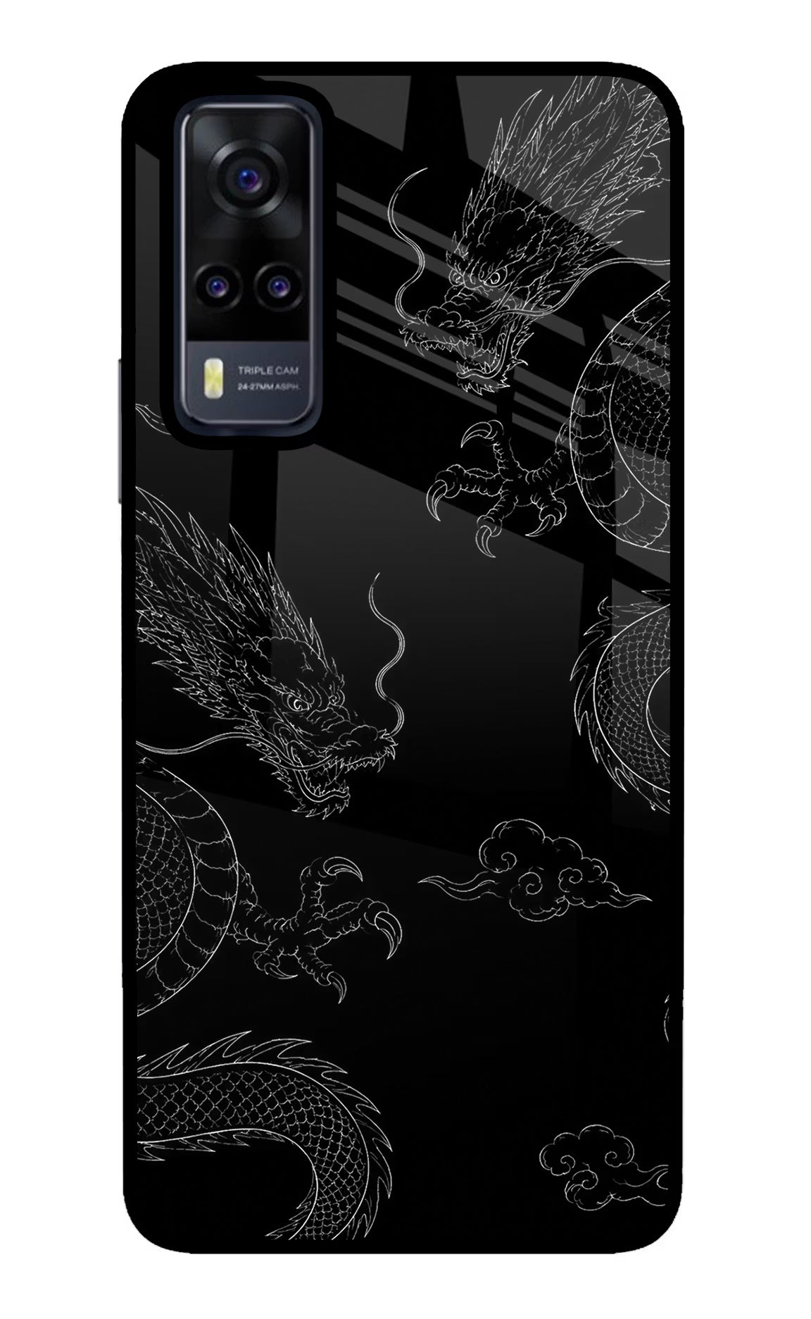 Twin Dragons Vivo Y31 Glass Case Back Cover by Casekaro