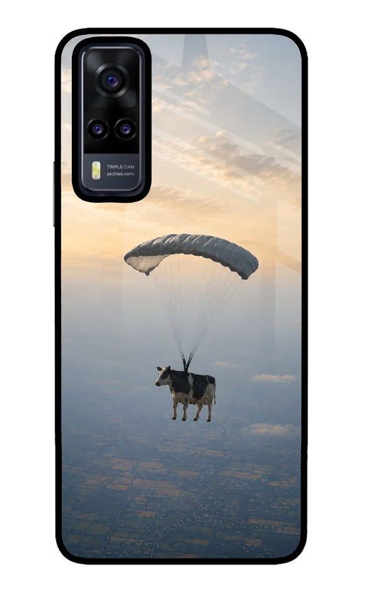 Skydiving Cow Vivo Y31 Glass Case