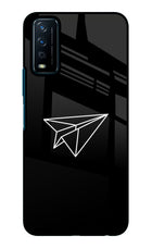 Paper Plane White Vivo Y12s Glass Case