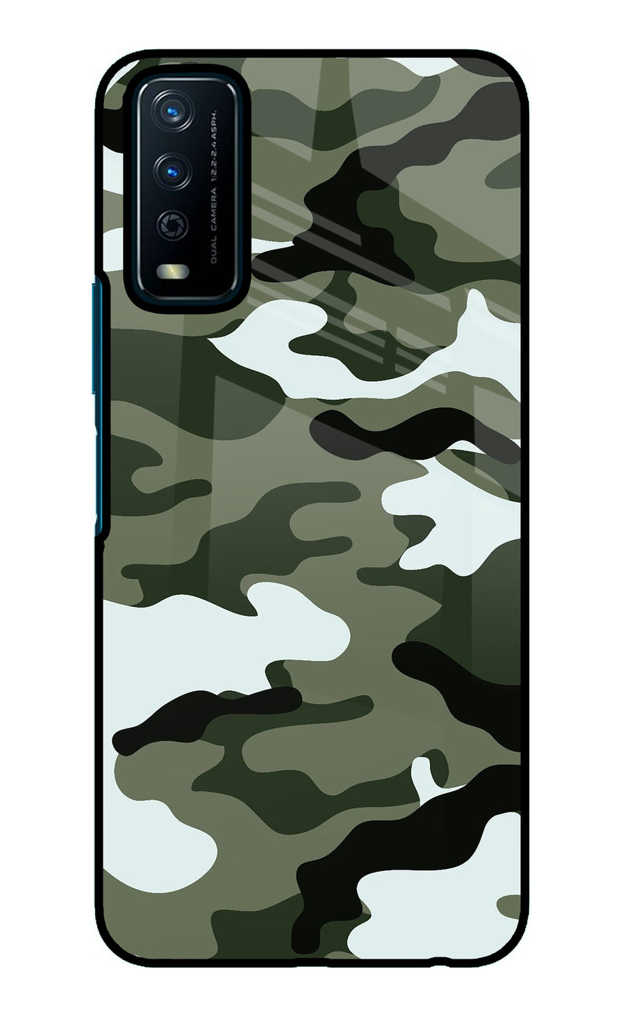 Camouflage Vivo Y12s Back Cover, Glass case