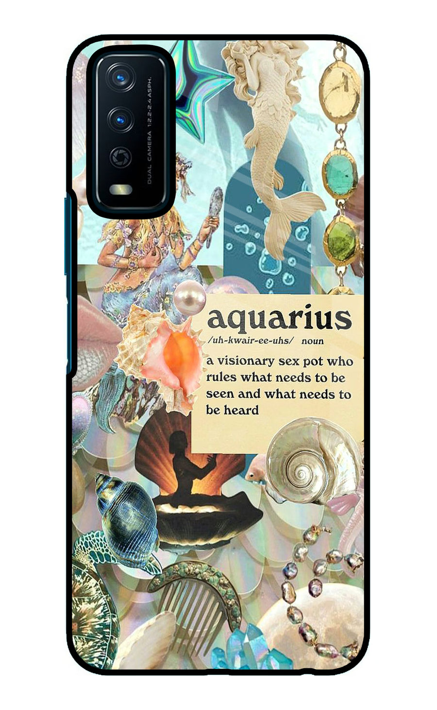 Aquarius Zodiac Vivo Y12s Back Cover, Glass case