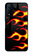 Side Sweep Flames Vivo Y12s Glass Case