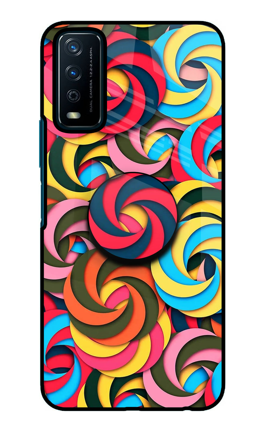 Spiral Pattern Vivo Y12s Pop Case, Glass case