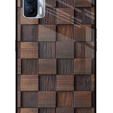 Wooden Cube Design Realme X7 Glass Case Back Cover by Casekaro