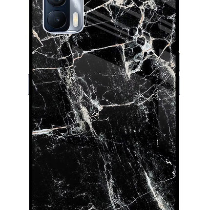 Black Marble Texture Realme X7 Glass Case Back Cover by Casekaro