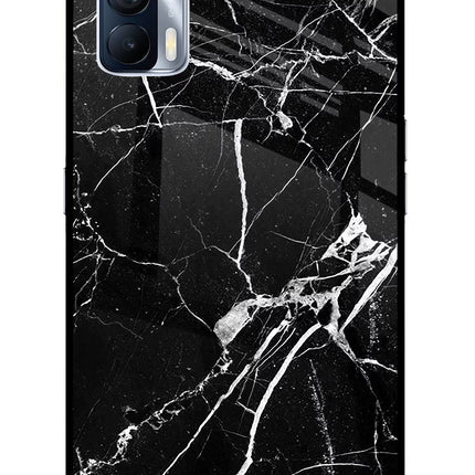 Black Marble Pattern Realme X7 Glass Case