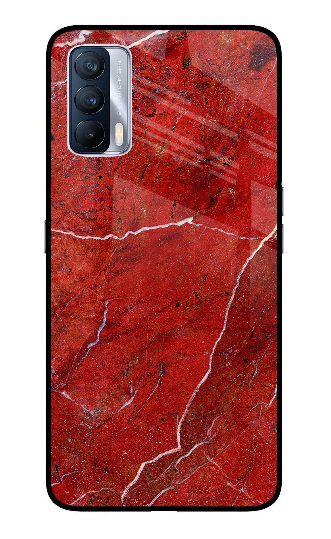 Red Marble Design Realme X7 Glass Case