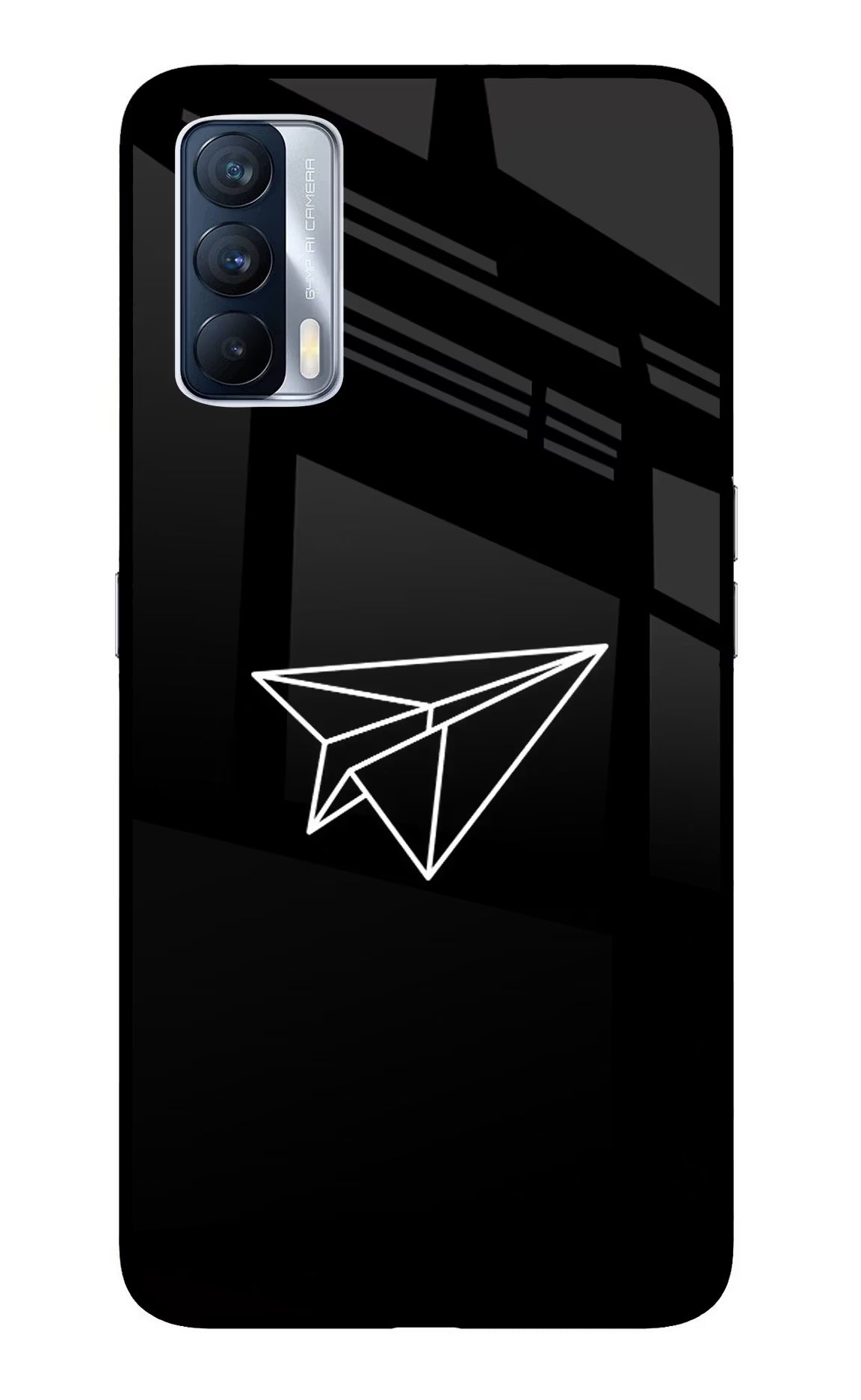 Paper Plane White Realme X7 Glass Case Back Cover by Casekaro