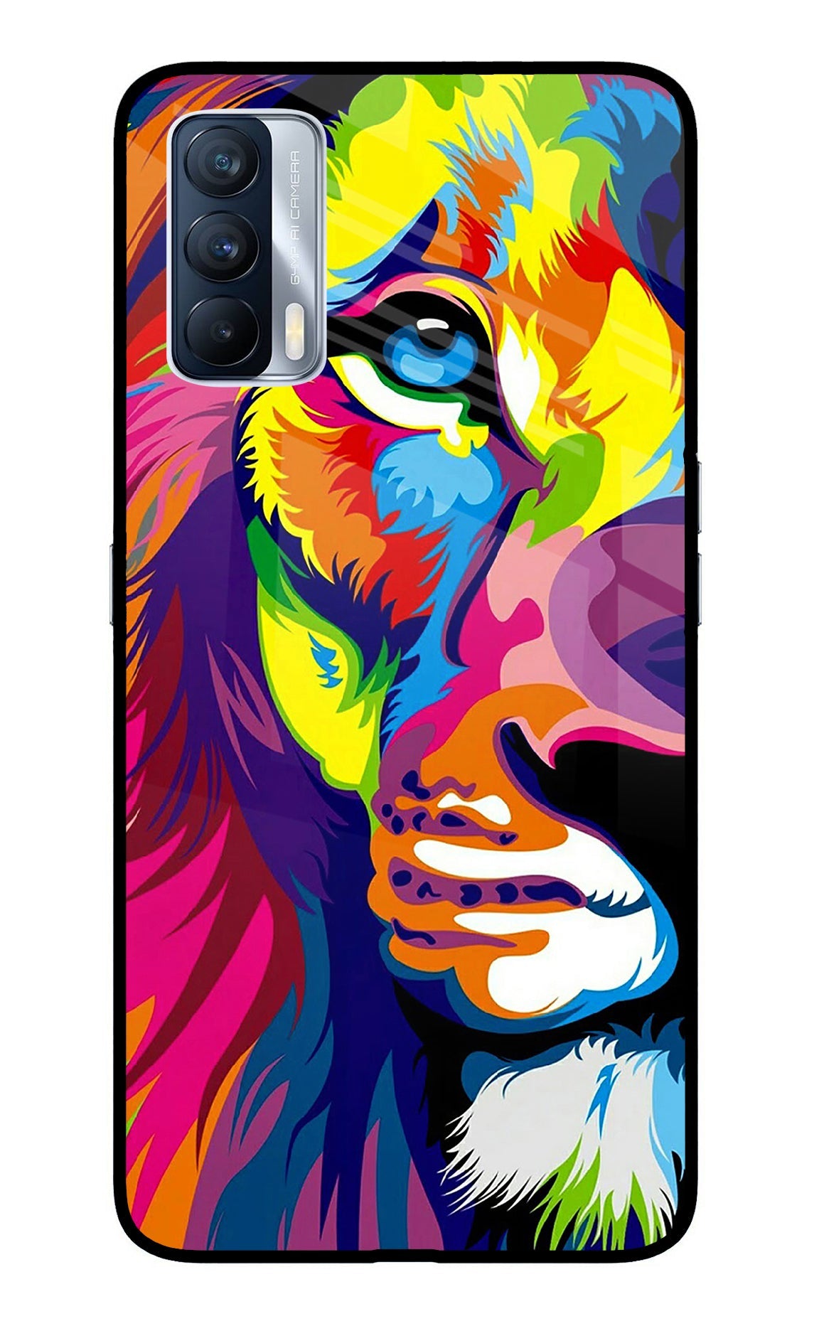 Lion Half Face Realme X7 Glass Case