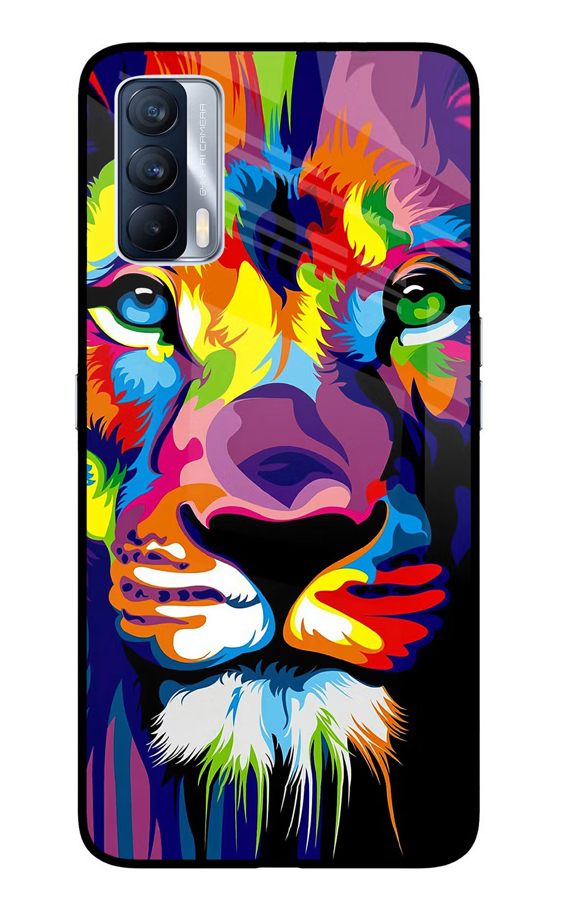 Lion Realme X7 Glass Case Back Cover by Casekaro