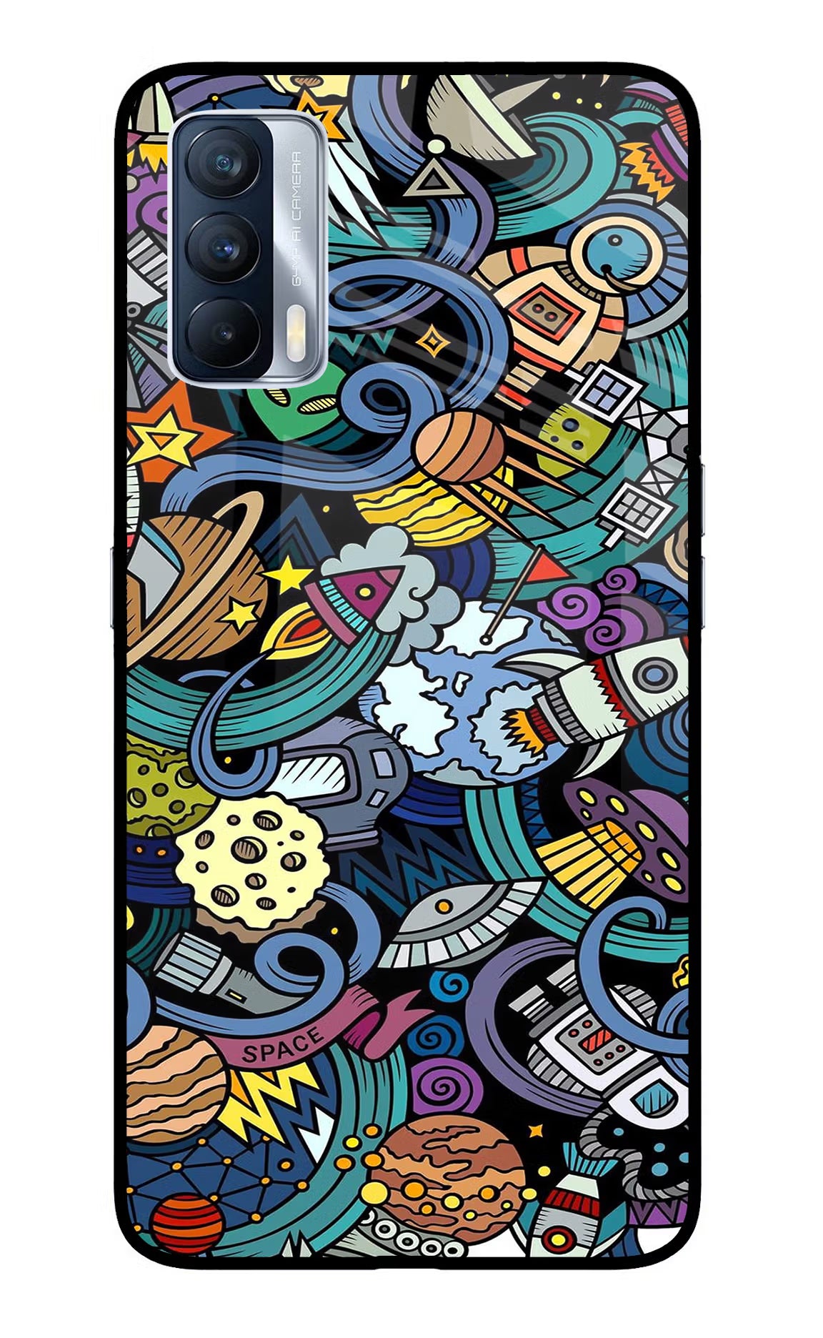 Space Abstract Realme X7 Glass Case Back Cover by Casekaro