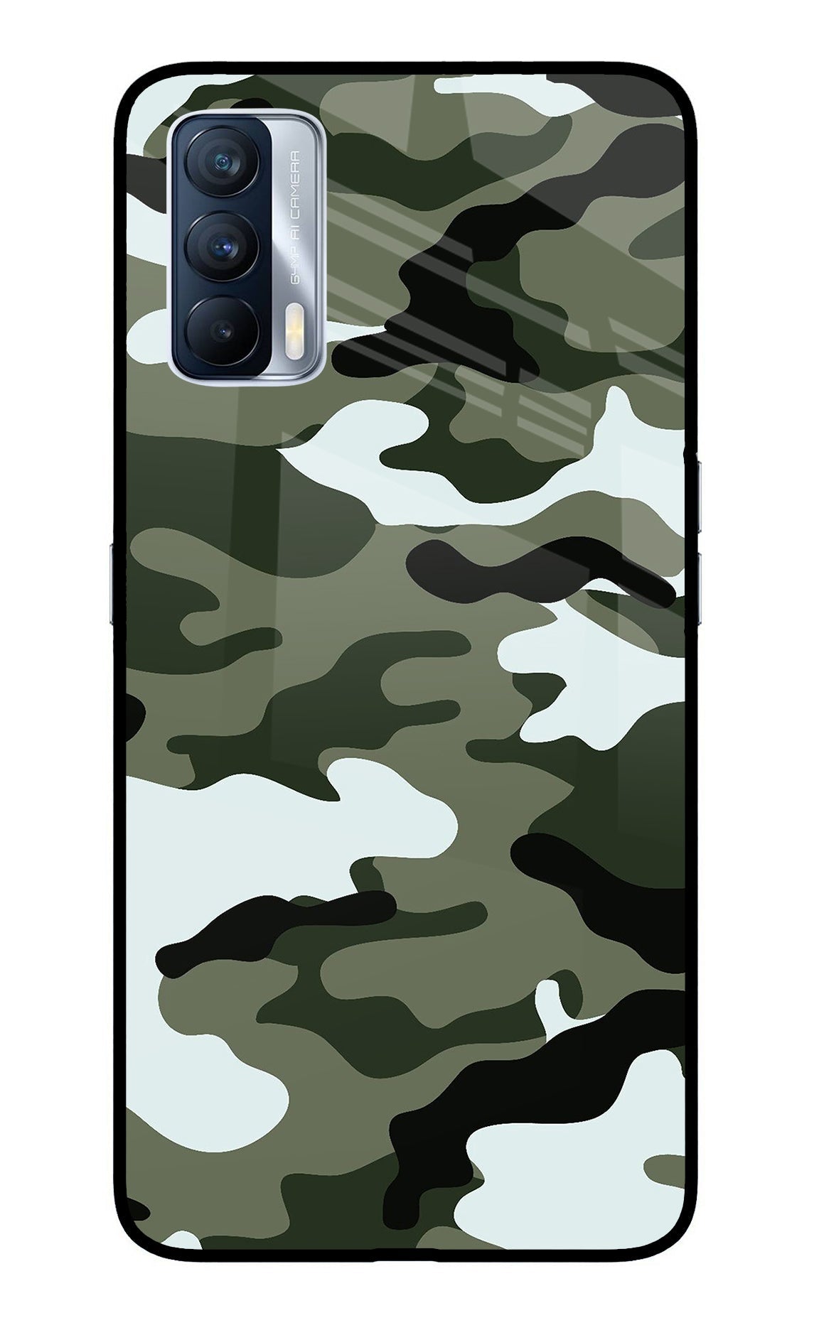 Camouflage Realme X7 Glass Case