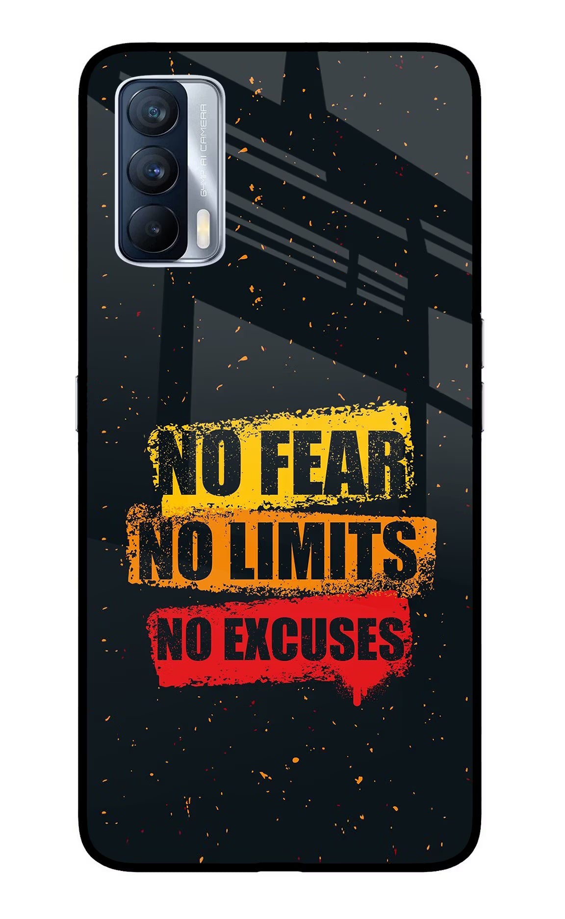 No Fear No Limits No Excuse Realme X7 Glass Case Back Cover by Casekaro
