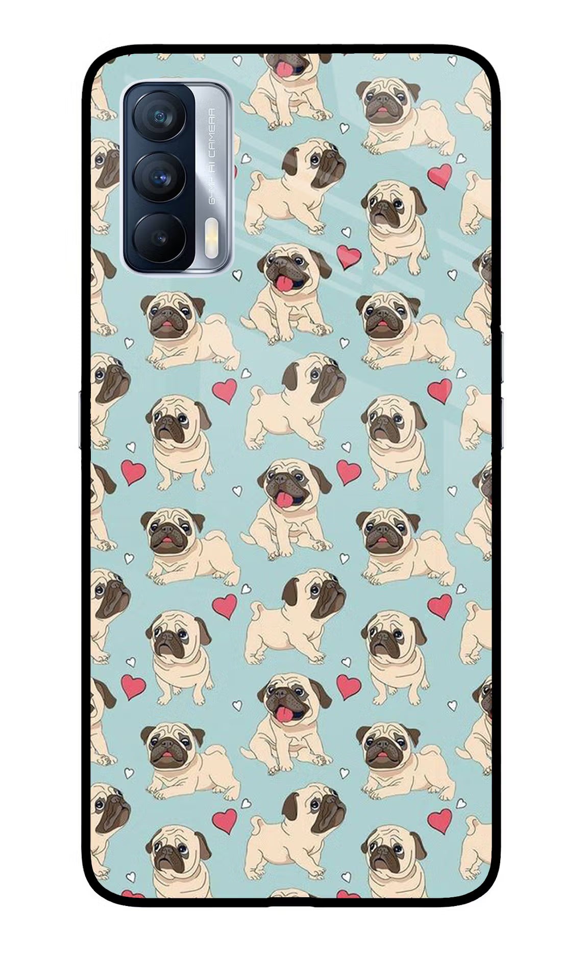 Pug Dog Realme X7 Glass Case Back Cover by Casekaro