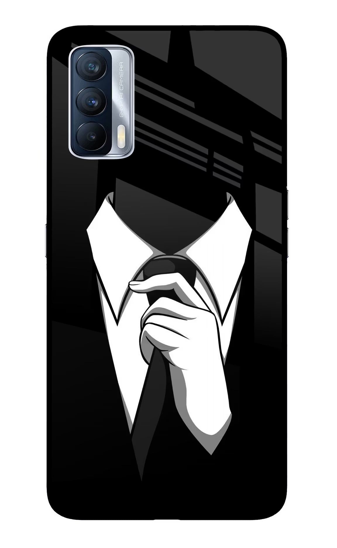 Black Tie Realme X7 Glass Case Back Cover by Casekaro