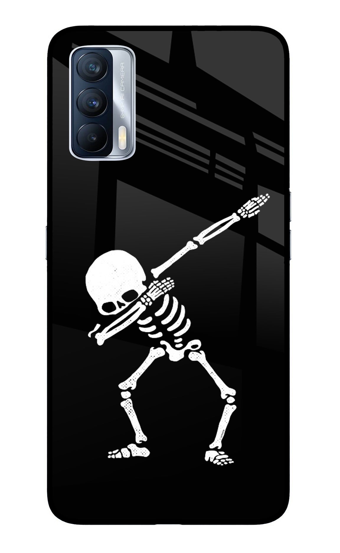 Dabbing Skeleton Art Realme X7 Glass Case