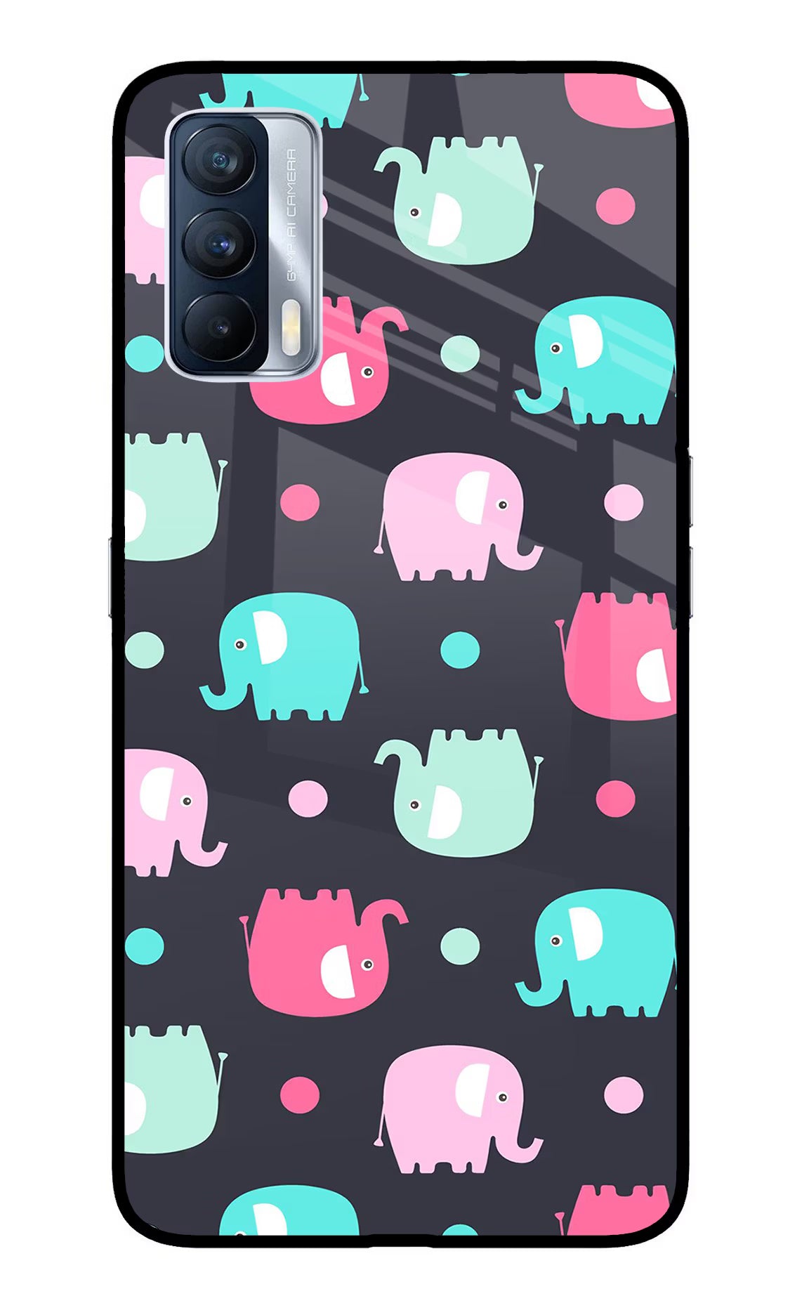 Elephants Realme X7 Glass Case Back Cover by Casekaro